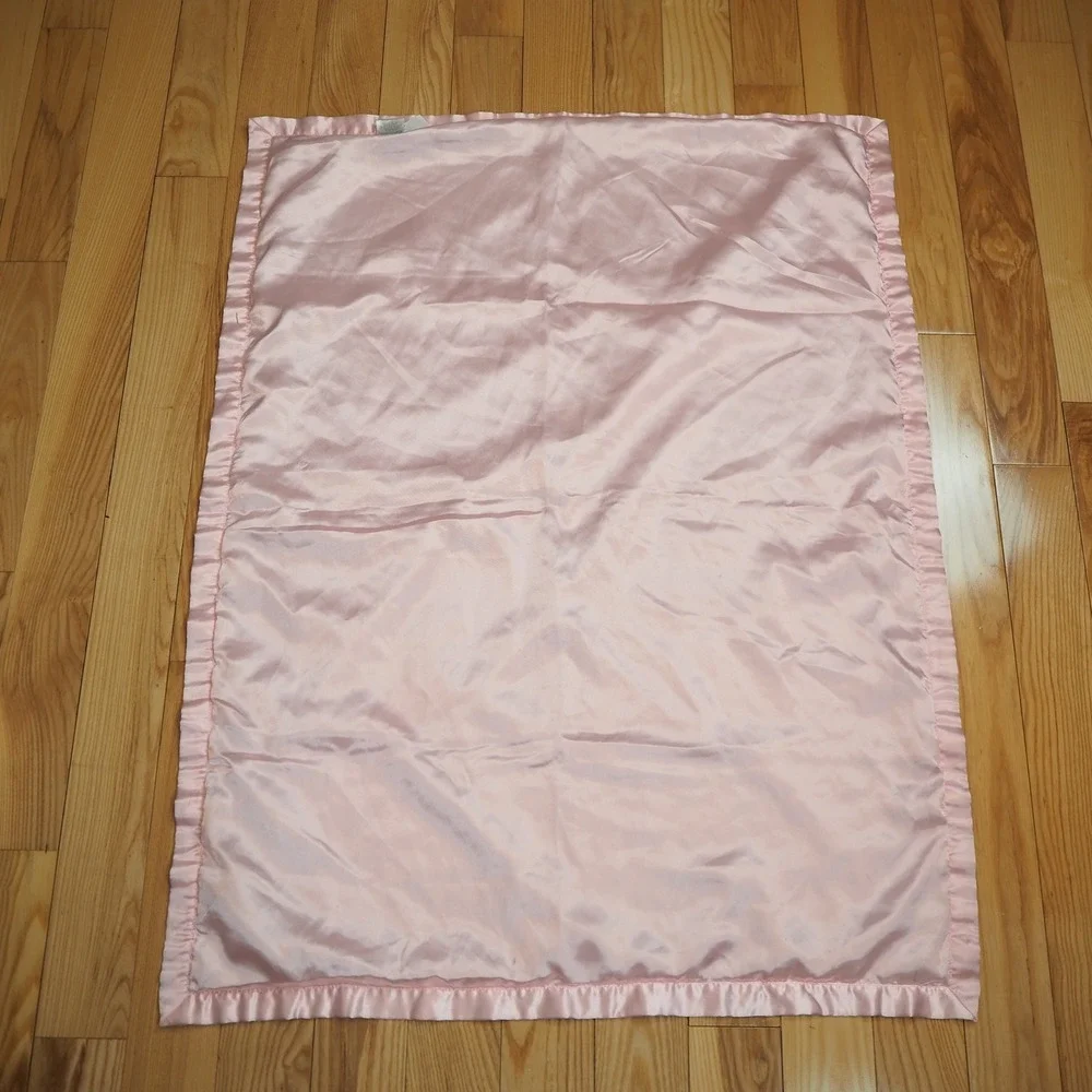 Carters Satin Pink Thank Heaven For Little Girls Baby Blanket Soft Plush Chamois